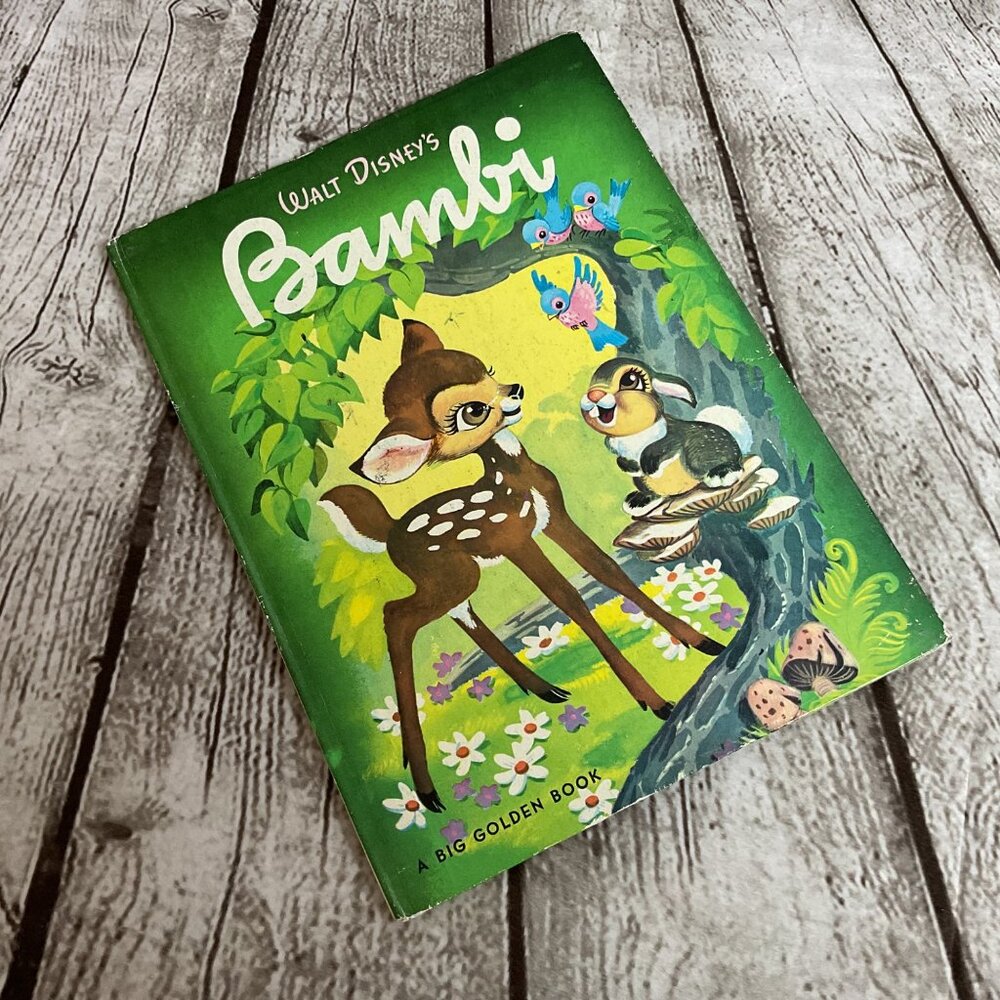 Vintage Walt Disneys Bambi Big Golden Book Hardcover 1949 Illustrated